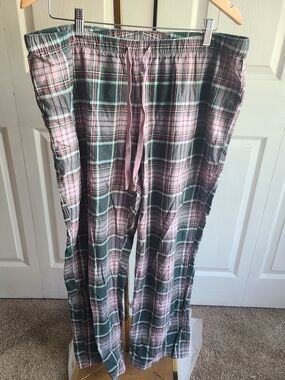 Eddie Bauer Pink & Green Plaid Pajama Pants